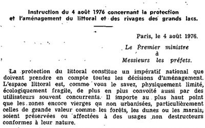 La construction juridique du littoral (5) : Août 1976, démission du Premier ministre Jacques CHIRAC, et signature de l’instruction sur la protection et l’aménagement du littoral et des rivages des grands lacs