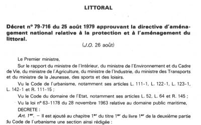 La construction juridique du littoral (6) : la directive d’aménagement national du 25 août 1979